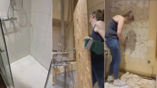 Rejtett zuhany és tükör bukkant elő a fürdőszobában